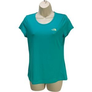 The North Face Vapor Wick Shirt Women's Size Medium Teal Stretch Short Sleeve